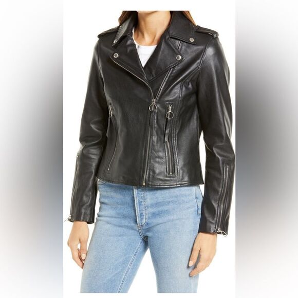 Sam Edelman genuine lamb leather biker jacket size XS, NWT - Picture 4 of 11